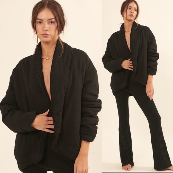 SALE | NEW "Live For the Moment" Solid Black Woven Jacket - Picture 1 of 6